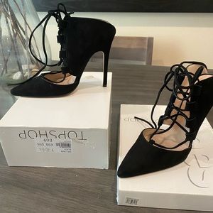 Topshop Black Suede size 9.5 beautiful 4in heels